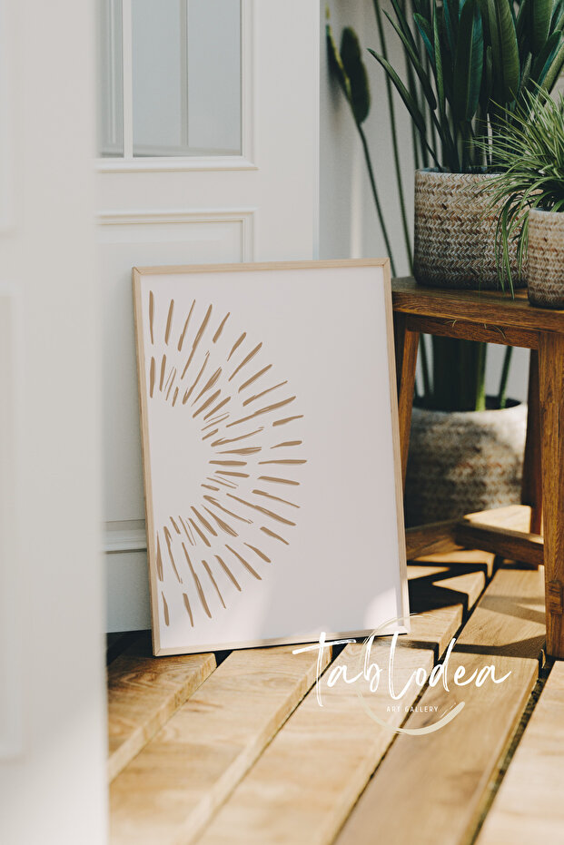Bohem Çerçeveli Poster Tablo, Boho Dekoratif Soyut Tablo, İskandinav Pinterest Minimalist Tablo - 6