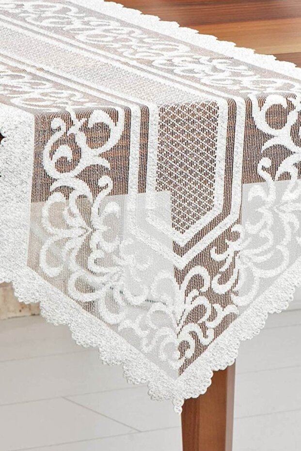 Örme Desen Runner Krem - 1