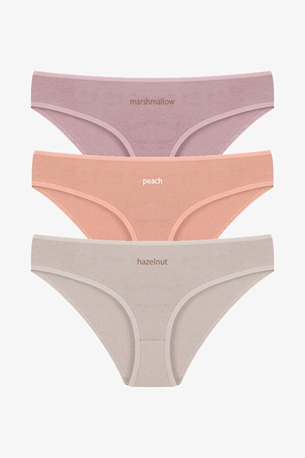 Kadın 3'lü Pamuklu Basic Külot - 1