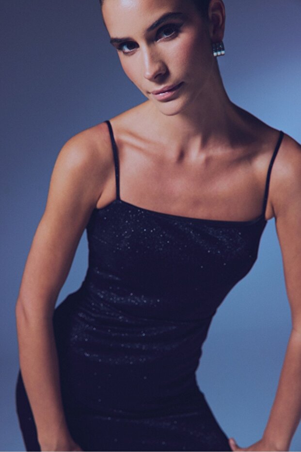 Simli İp Askılı Bodysuit - SİYAH - 4