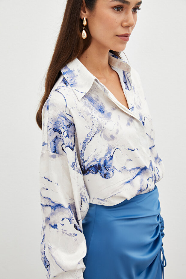 Šarena ležerna košulja - saksofon plava - 3