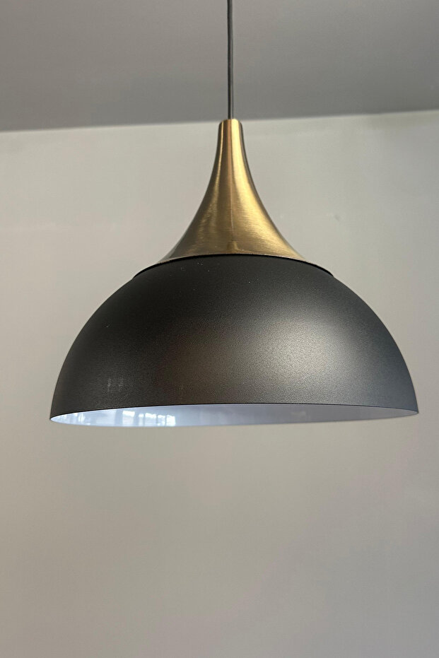 Yimpi Siyah Avize Tekli Sarkıt Eskitme Kubbe Başlık Salon Mutfak Kuaför Lamba Dekoratif Aydınlatma - 5