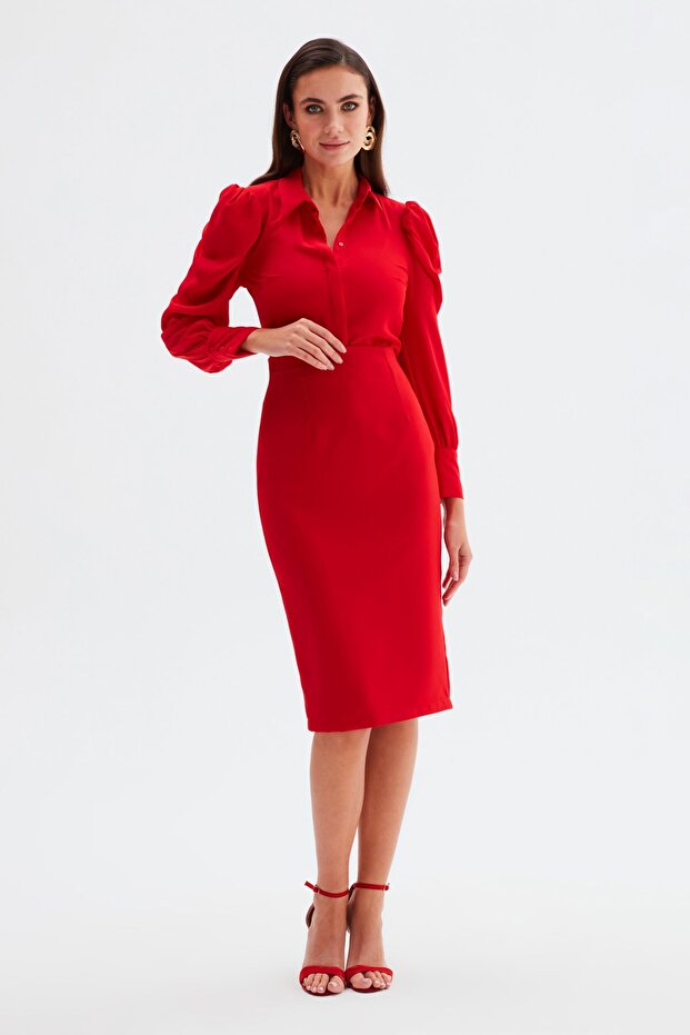 Fusta dreaptă - roșu - 3