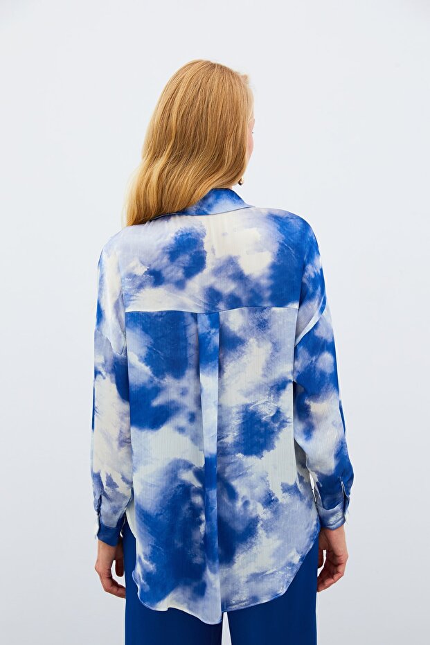 Ležerna duga košulja - saksofon plava - 5