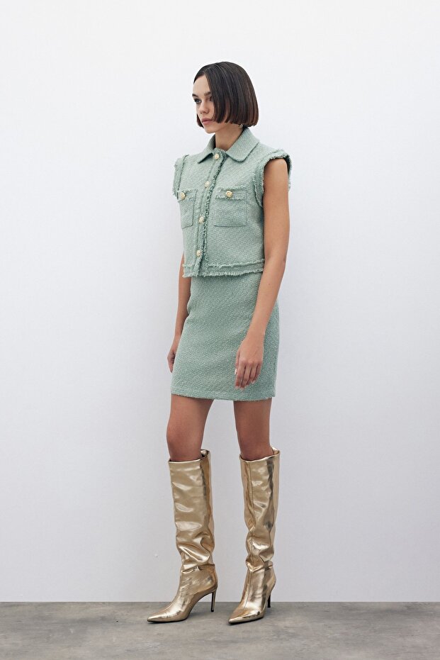 Simli Mini Tüvit Etek - MİNT - 4