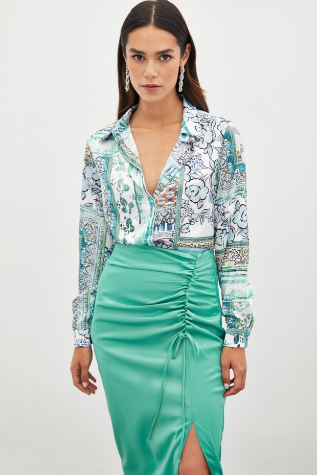 Classic Patterned Shirt - Mint - 2