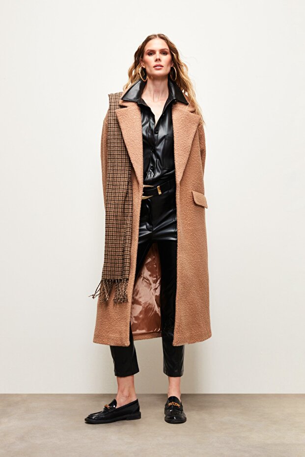 Uzun Buklet Kaban - Camel - 3