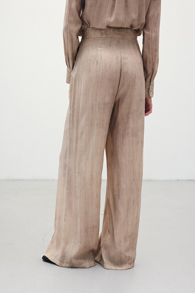 بنطلون فضفاض منقوش - بيج - 7