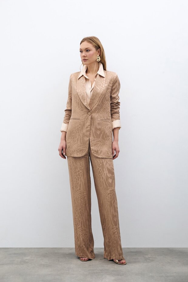 بنطلون ساتان منقوش - مينك - 3