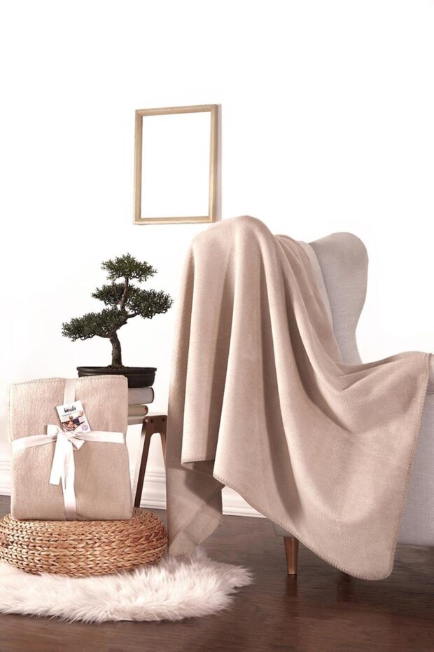 بطانية تلفزيون قطنية 127x155 بيج أساسي