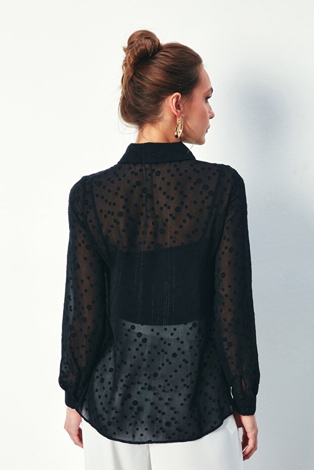 قميص كلاسيكي منقوش - أسود - 6