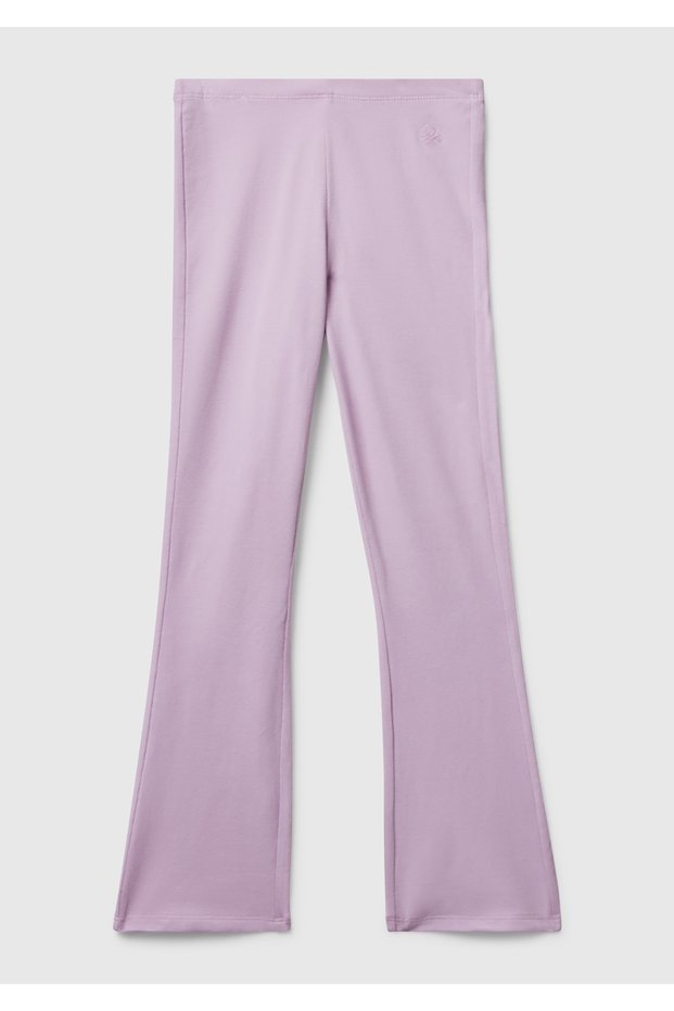 Girl's Lilac Wide Leg Leggings with Logo Detail