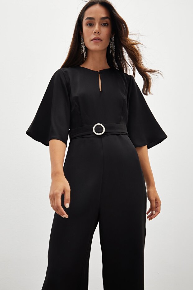 Kemerli Krep Tulum - Siyah - 5