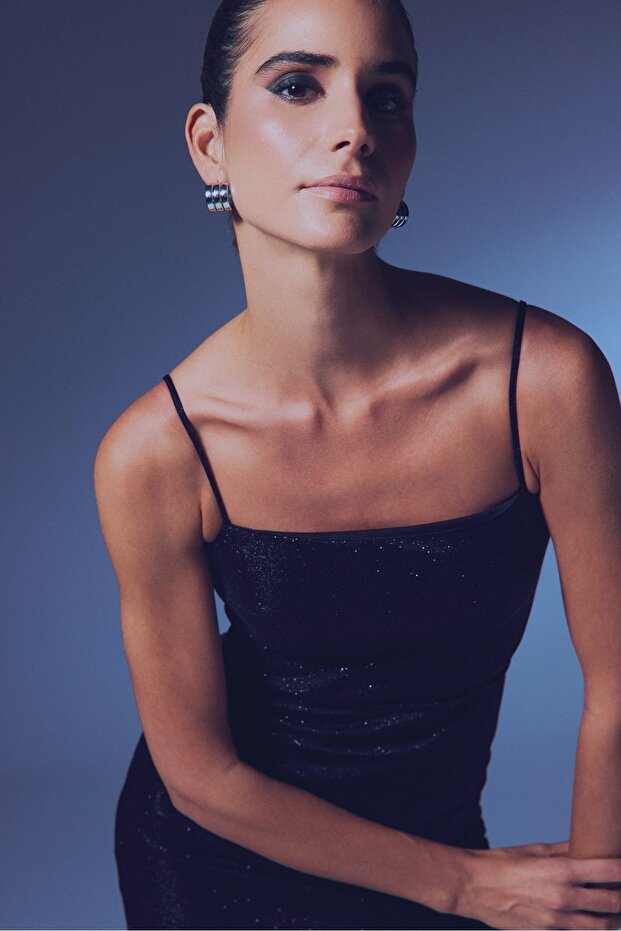 Simli İp Askılı Bodysuit - SİYAH - 5