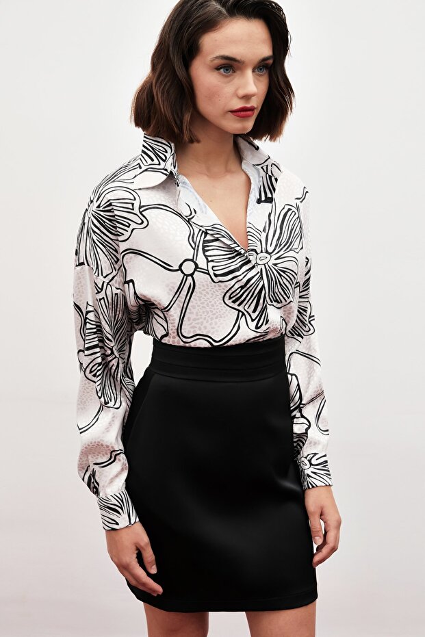 قميص طويل منقوش - حجري - 4