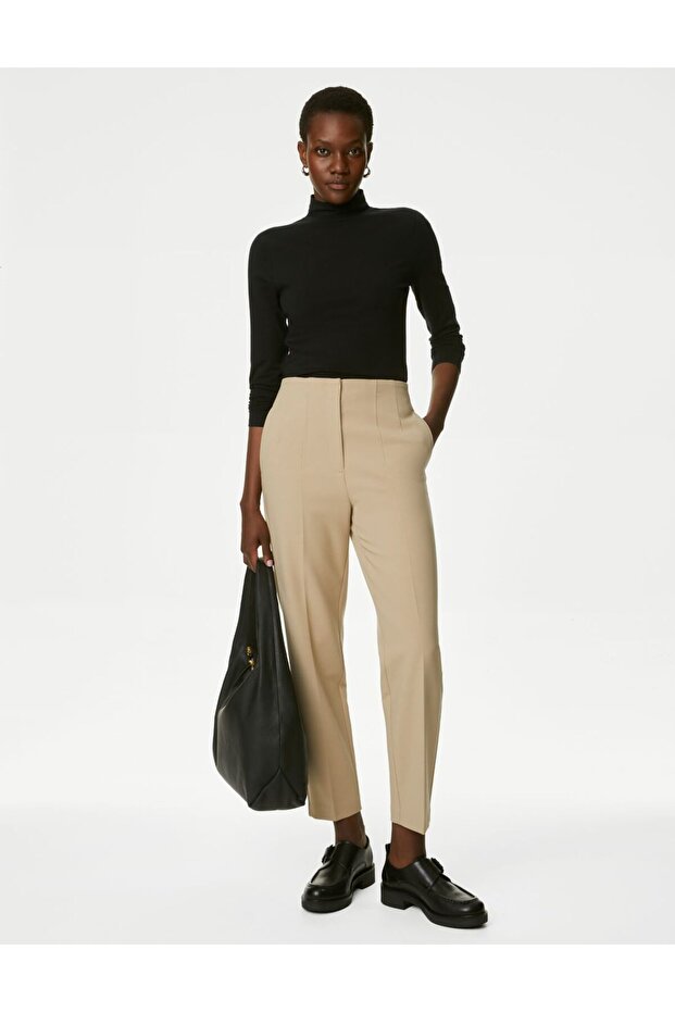 Yüksek Bel Tapered Fit Pantolon - 1
