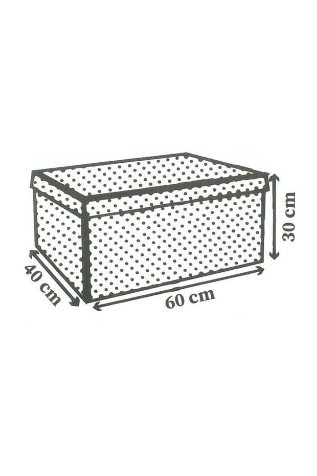 2 Adet Mega Çok Amaçlı Saklama Kutusu Hurç Organize Oyuncak Kutusu Hurç Gri Puantiye Desen 40x60x30 - 5