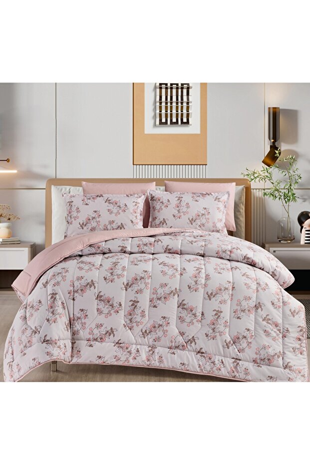 Double bed sheet with a floral pattern, reversible design, to give you a refreshing summer with microfiber materials, size 220*240 cm - 1