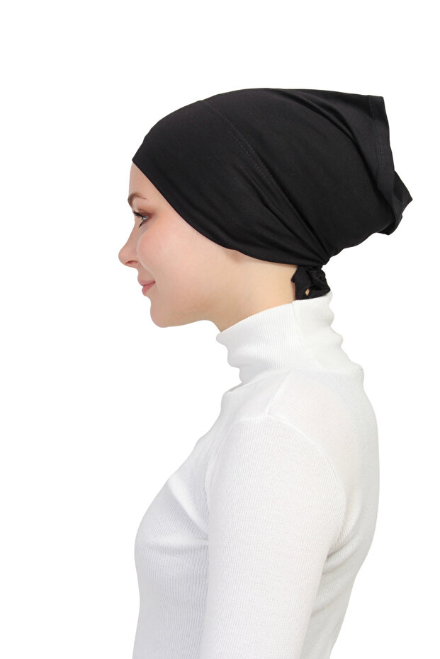 Practical Hijab Tube Bonnet – Snap-On, Non-Slip, Breathable, Four Seasons Use - Black