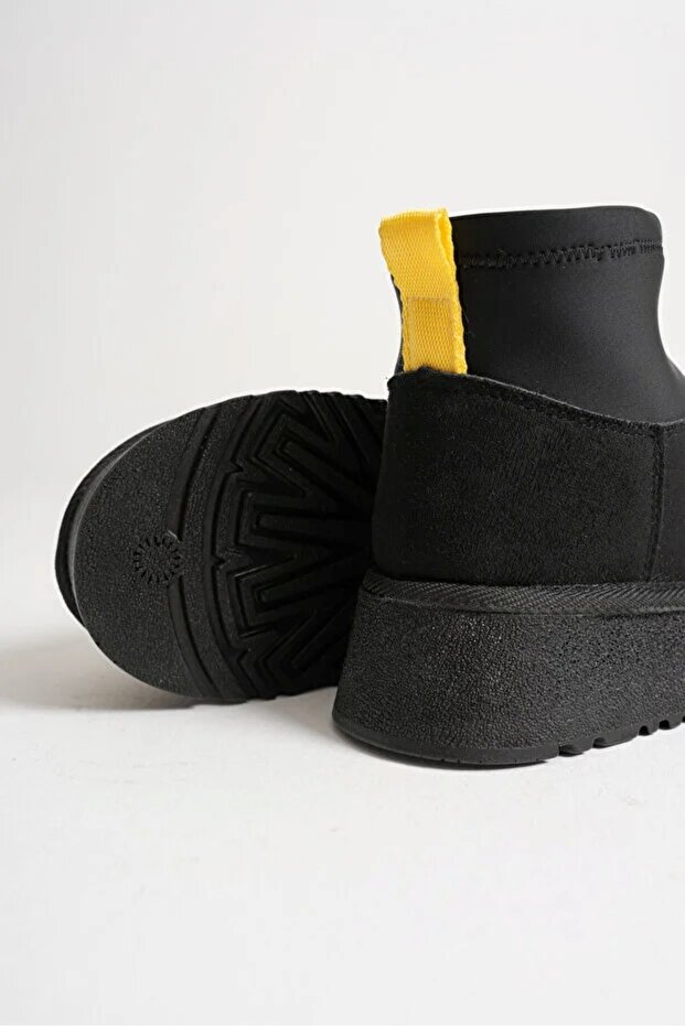 Női csizma fekete sztreccs – gyapjú belsővel, vastag talppal, melegen tartó, Heribo - 7