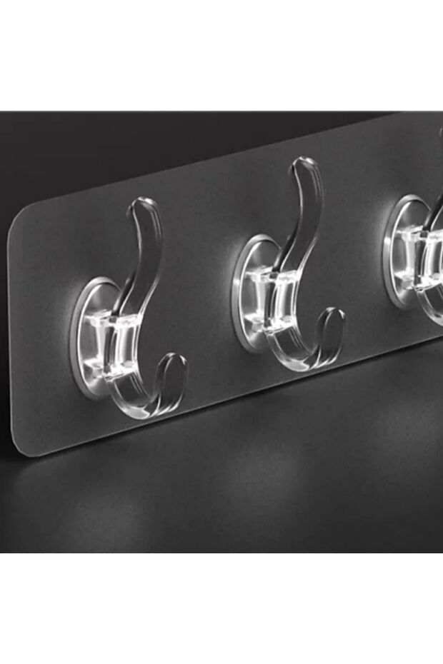 5’li Şeffaf Güçlü Yapışkanlı Kapı & Duvar Askısı | 6x6 cm | Kendinden Yapışkanlı | Ağır Yük Taşıma - 6