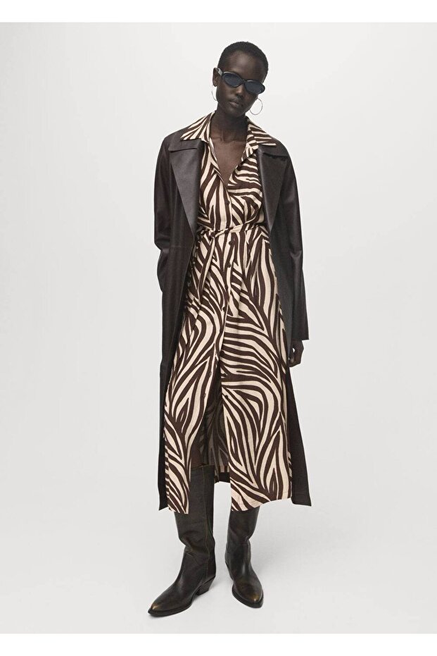 Desenli gömlek elbise - 2