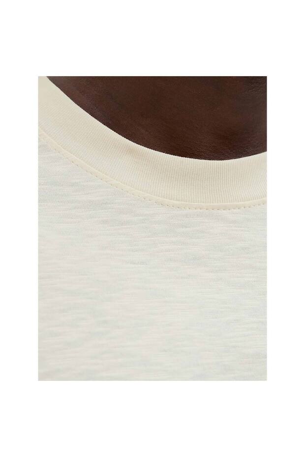 Split Allover Print Branding Erkek Krem Tişört (12272993-ANW) - 6