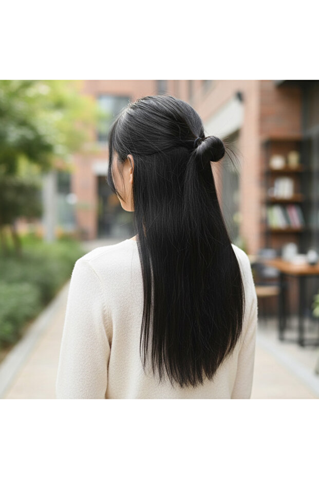 Flat Half Moon + 2 Side Snaps - Black - 3