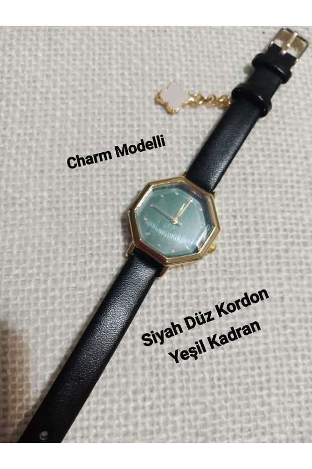 Vintage Watch Retro Minimal Black Band Green Dial Bb0120 - 2