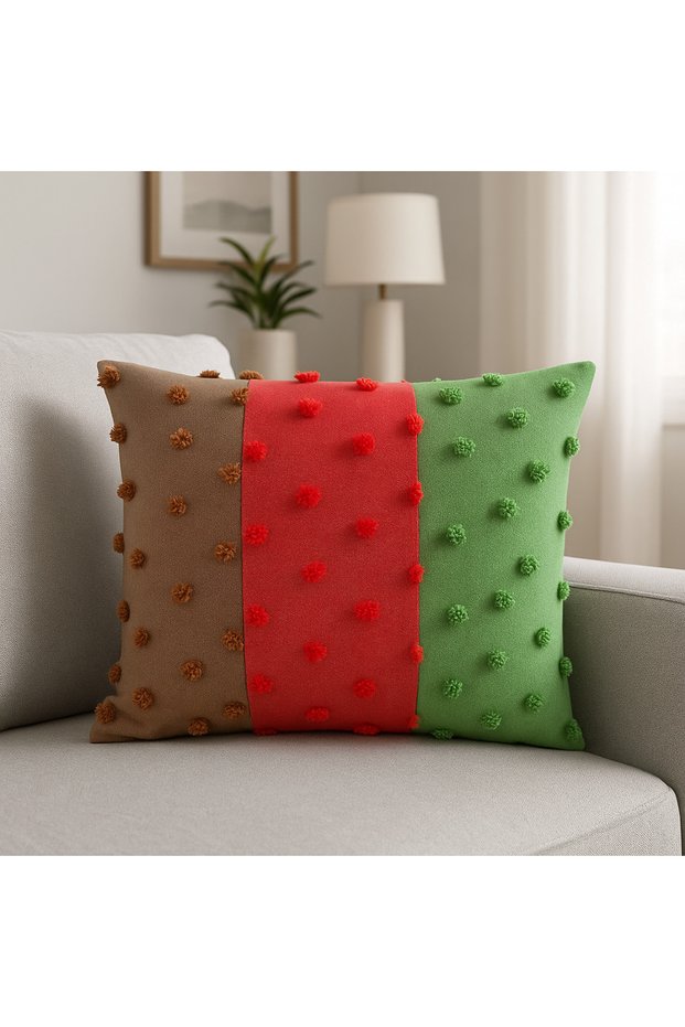 Tufting Linen Polka Dot Decorative Throw Pillow Case (Color 3 Colors)