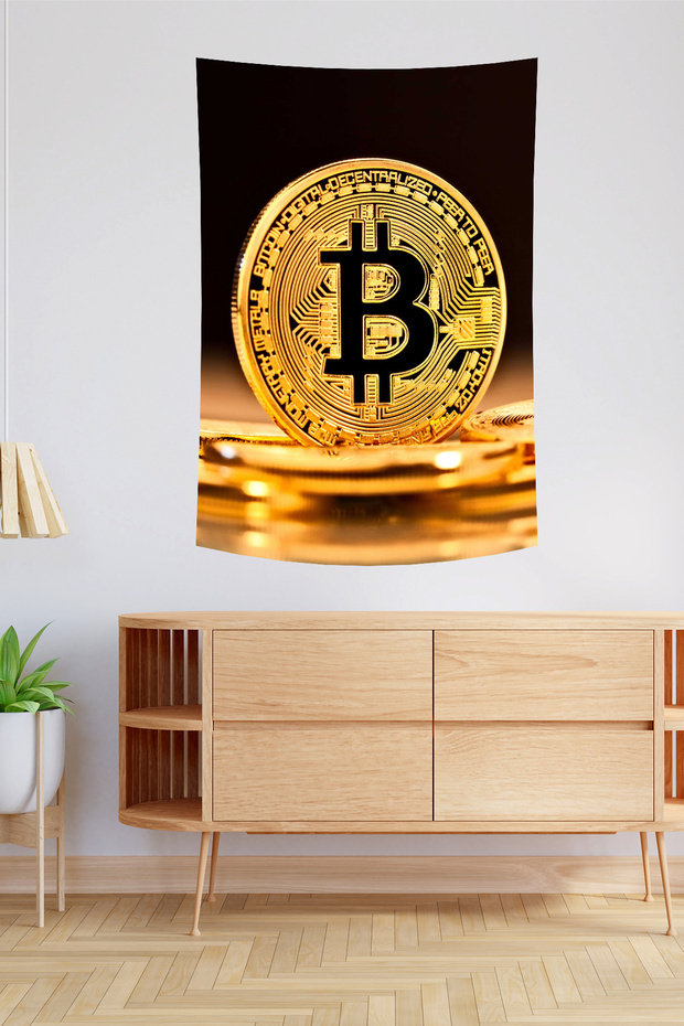 غطاء حائط بنمط بيتكوين ذهبي - 2