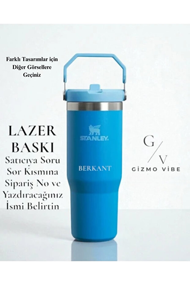Kişiselleştirilmiş The IceFlow Flip Straw Pipetli Termos Bardak 0,89 Özel İsimli - 2
