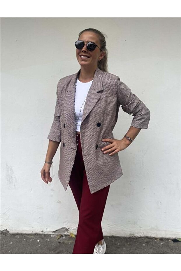 سترة بليزر ذات ياقة واسعة - 1