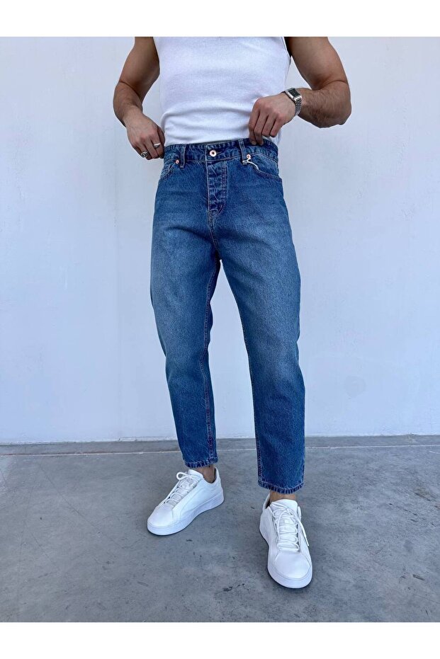 Men's Boyfriend High-Waist Ankle-Length Jeans