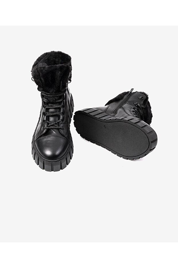 Kadın Siyah Hakiki Deri Memory Foam Taban Sneaker Bot 3K2SB33000 - 6