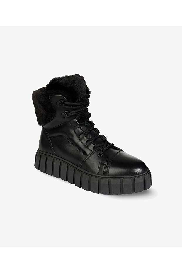 Kadın Siyah Hakiki Deri Memory Foam Taban Sneaker Bot 3K2SB33000 - 2