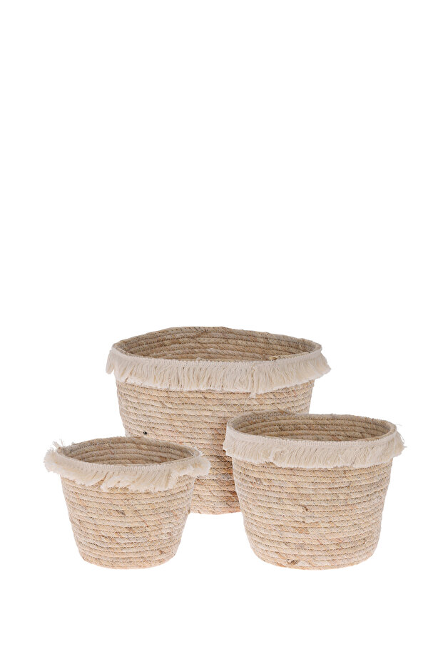 3'lü Hasır Sepet Seti - 1