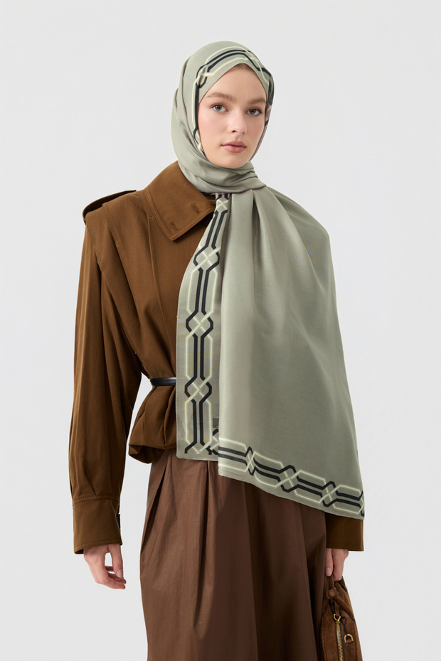 Cotton Twill Şal İnterlock Taş - 1
