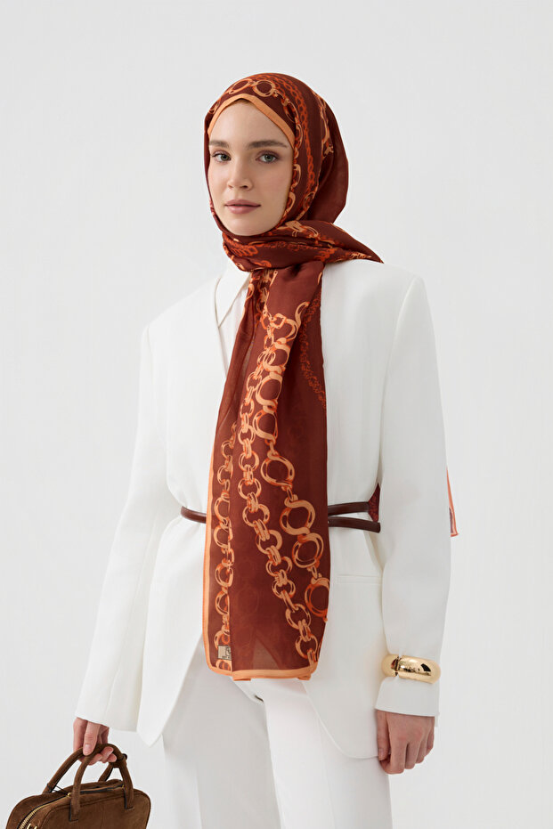 Cotton Twill Şal Loop Line Bordo - 1