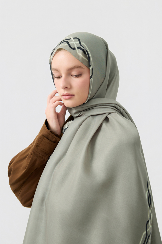 Cotton Twill Şal İnterlock Taş - 2