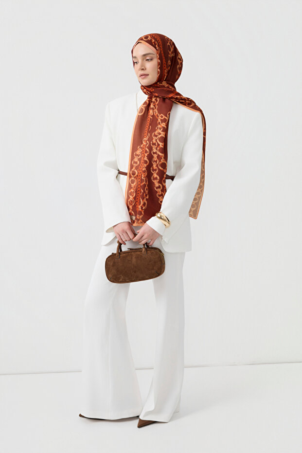 Cotton Twill Şal Loop Line Bordo - 5
