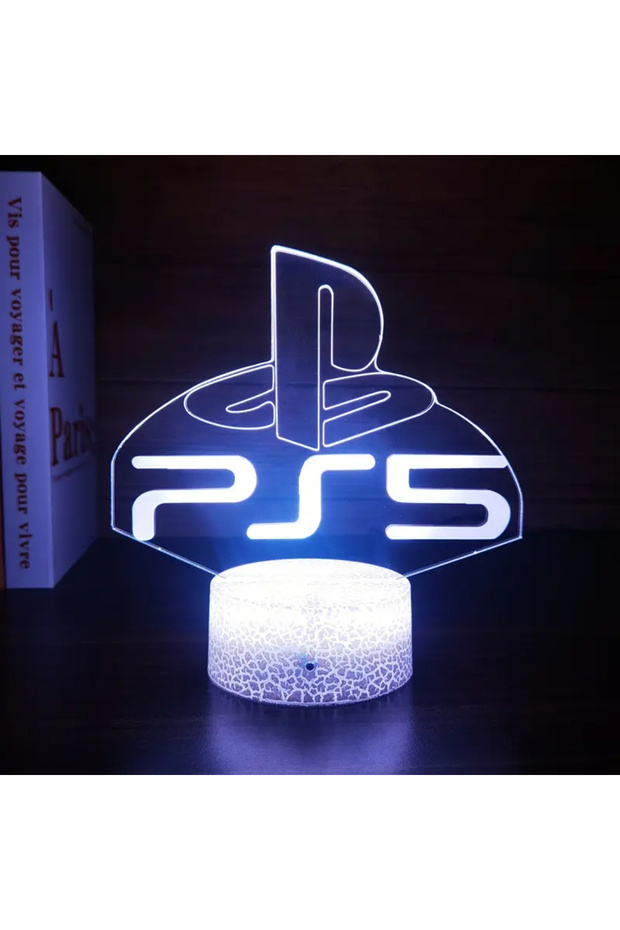 3D LED gaming lamp with optical illusion and base with touch control, USB or batteries PS5 model - 5