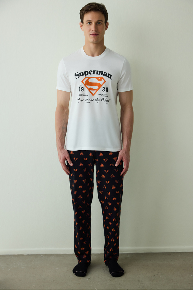 Erkek Superman Sloganlı Kısa Kollu Pijama Takımı - 2