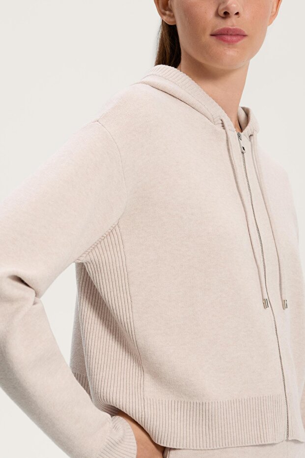 Kapüşonlu triko ceket - 2