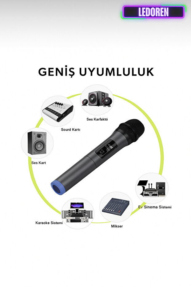Wn01 Ses Sistemi Hoparlör İçin Kablosuz El Mikrofonu - 6