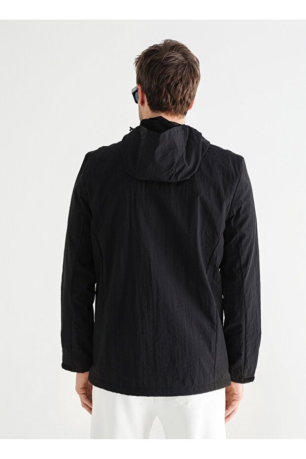 Siyah Kapüşonlu Erkek Basic İnce Mont MARLON - 5