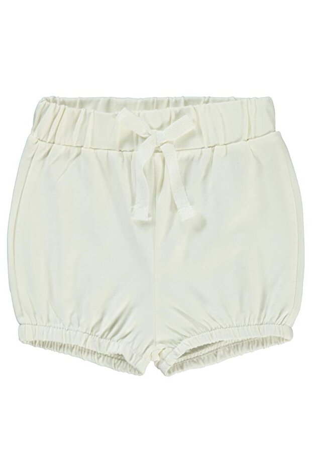 6-18 Months Girls' Shorts with Elastic Legs - Ecru