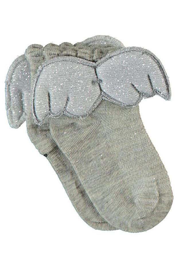 Angel Winged Socks for Girls 3-11 Years Old - Gray