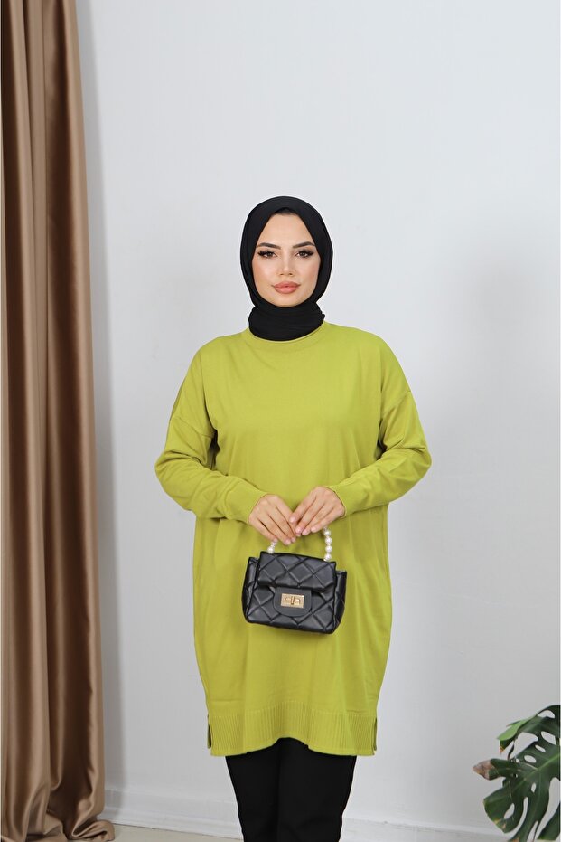 Yırtmaçlı Merserize Tunik - 4
