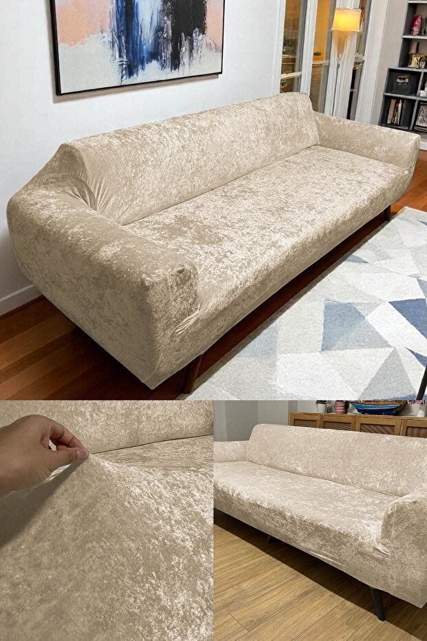 Soft Washable Feather Stain Repellent 3 Seater Elastic Velvet Sofa Cover Sofa Cover Single